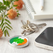 Ierland & vier bladklaver, Ierse vlag/sportfans Sleutelhanger (Zijkant)