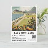 Ierland Vintage Huwelijksreis QR Code Save The Date (Staand voorkant)