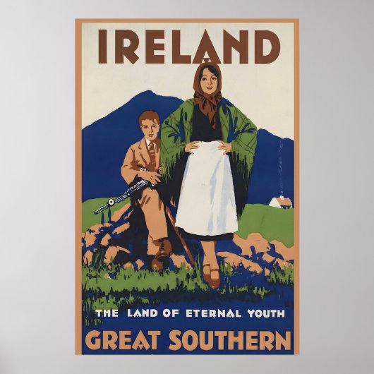 Ierland Vintage Reisposter Print (Voorkant)