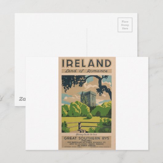 Ierland Vintage Travel Briefkaart (Voorkant / Achterkant)
