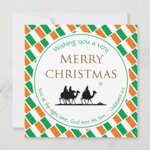 IERLAND VLAG 3Wise Mannen IRISH Kerstmis Feestdagenkaart