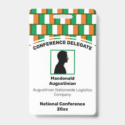 IERLAND VLAG Aangepaste Logo Foto ID Naam Badge (Voorzijde)