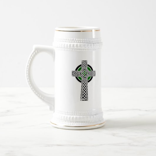 Ierland vlag/celtic cross stein bierpul (Links)