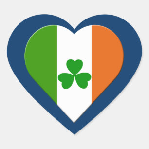 ierland vlag en shamrock hart sticker