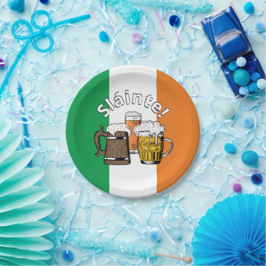 IERLAND VLAG Groot Iers bier Papieren Bordje (Feest)