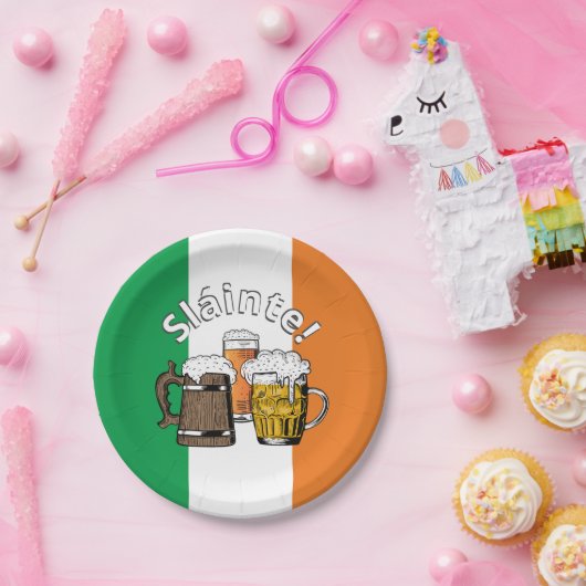 IERLAND VLAG Groot Iers bier Papieren Bordje (Feest)
