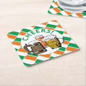 IERLAND VLAG Iers bier Kartonnen Onderzetters (Schuin)