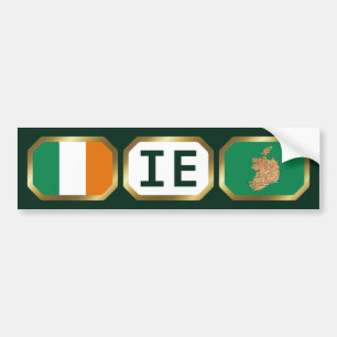 Ierland Vlag Kaart Code Bumpersticker