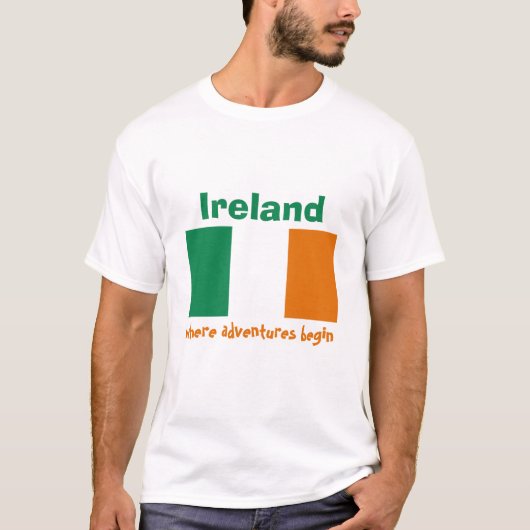 Ierland Vlag + Kaart + Tekst T-shirt (Voorkant)