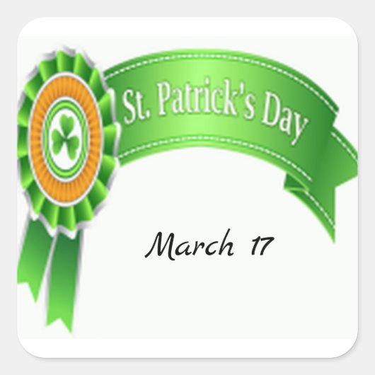 Ierland vlag kleuren Saint Patricks Day rosette Vierkante Sticker (Voorkant)