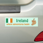 Ierland Vlag + Landkaart Bumpersticker (Op auto)