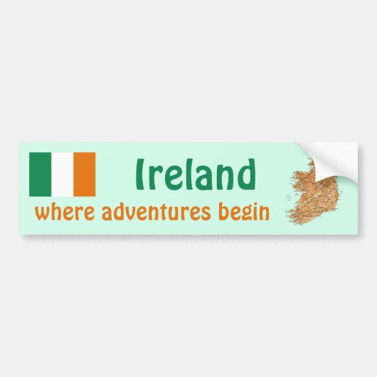 Ierland Vlag + Landkaart Bumpersticker (Voorkant)