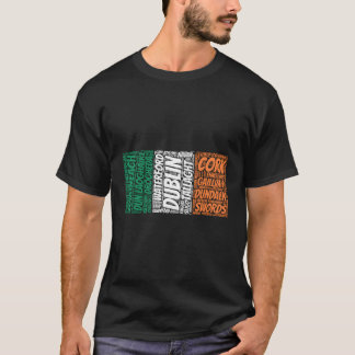 Ierland Vlag met Ierse plaatsnamen Word T-shirt