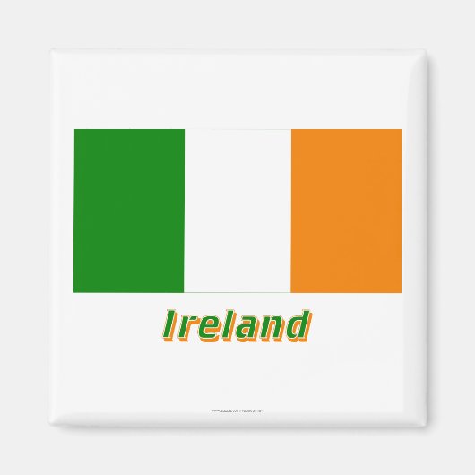 Ierland Vlag met naam Magneet (Voorkant)