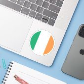 Ierland Vlag Ronde Sticker (Laptop met iPhone)