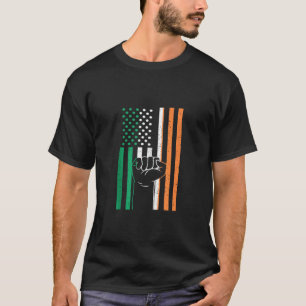 Ierland Vlag VS Amerika Handfist Irish Pride Iris T-shirt
