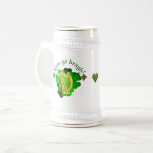 Ierland voor altijd/Erin go bragh/hart goud/groen Bierpul