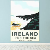 Ierland "Voor de Zee" Nautilus reisposter Canvas Afdruk (Insitu (Houten vloer))