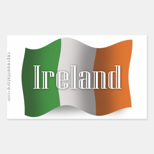 Ierland Waving Flag Rechthoekige Sticker (Voorkant)