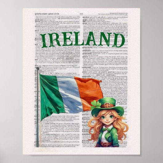 IERLAND -- Woordenboek Pagina Kunst Poster (Voorkant)