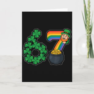 Iers 67 Zes Zeven 6 7 Meme St. Patrick's Dag Lepre Kaart