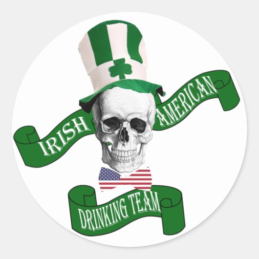 Iers Amerikaans drink team Ronde Sticker (Voorkant)