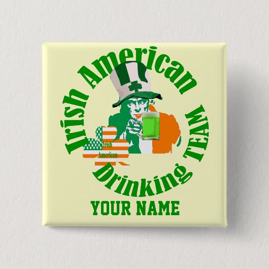 Iers Amerikaans drink team, St Patrick's day Vierkante Button 5,1 Cm (Voorkant)
