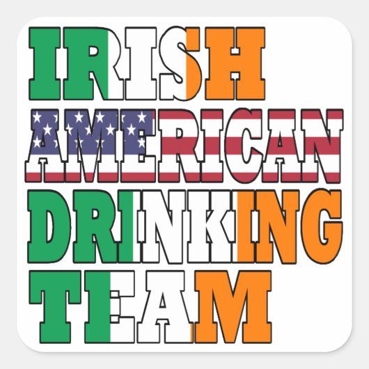 Iers Amerikaans drink team Vierkante Sticker (Voorkant)