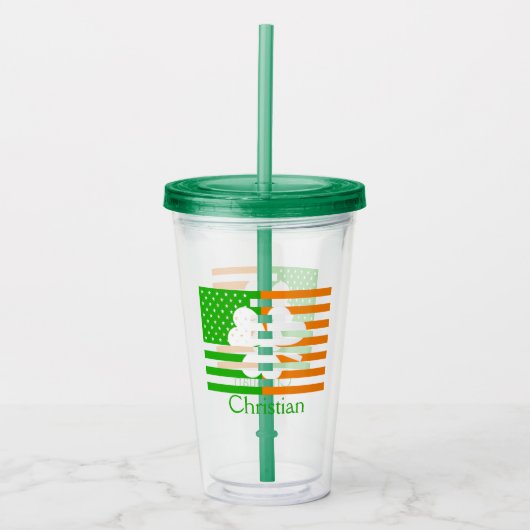 Iers Amerikaans gepersonaliseerd Acryl Drinkbeker (Voorkant)
