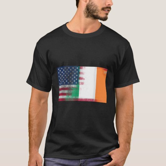 Iers Amerikaans Half Ierland Half Amerika Vlag Shi T-shirt (Voorkant)
