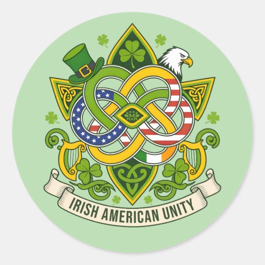 Iers-Amerikaanse Eenheid Ronde Sticker (Voorkant)