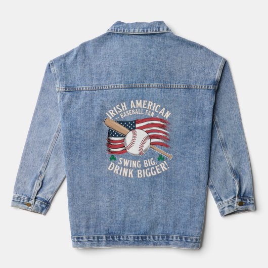 Iers Amerikaanse honkbalfan St. Patrick's Day Denim Jacket (Achterkant)