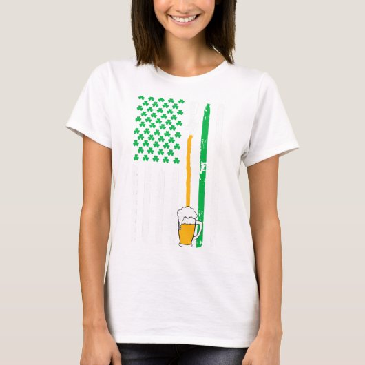 Iers-Amerikaanse Vlag Bier Shirt St. Patrick's Dag (Voorkant)