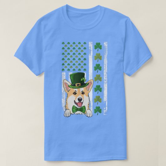 Iers-Amerikaanse vlag Ierland  Corgi ST PATRI T-shirt (Design voorkant)