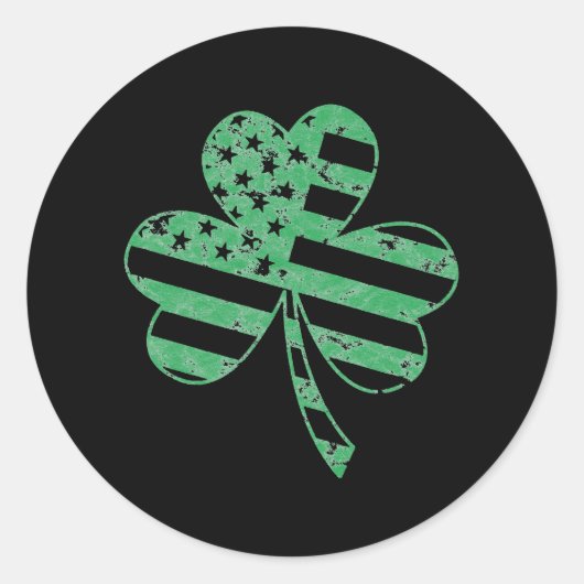 Iers-Amerikaanse vlag  Shamrock St Patricks D Ronde Sticker (Voorkant)