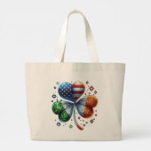 Iers Amerikaanse vlag ST PATRICKS DAG Grote Tote Bag (Achterkant)