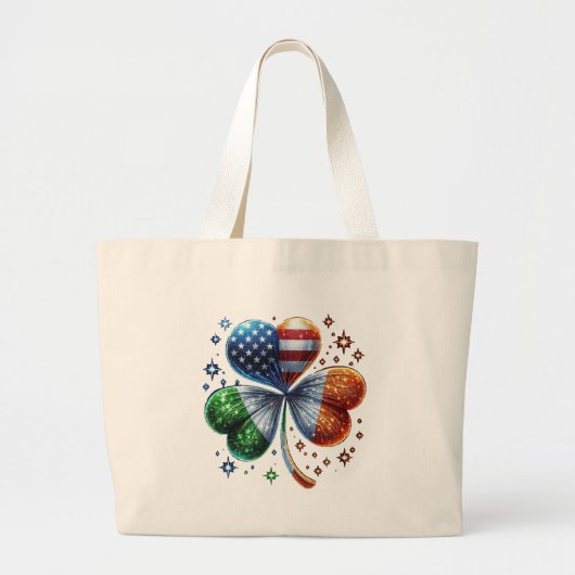 Iers Amerikaanse vlag ST PATRICKS DAG Grote Tote Bag (Voorkant)