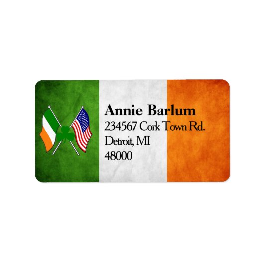 Iers Amerikaanse vlaggen retour adres label (Voorkant)