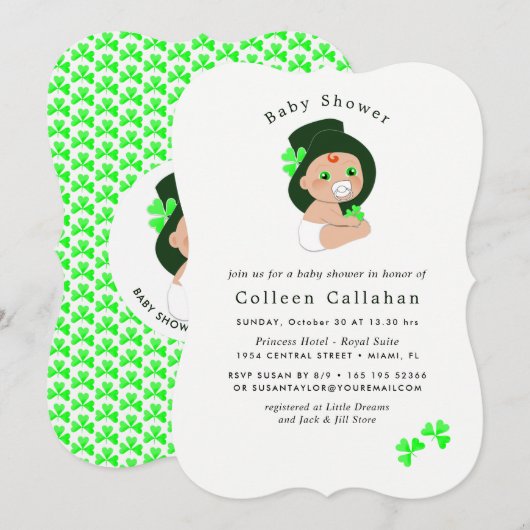 Iers Baby Leprechaun Lucky Shamrock Baby shower Kaart (Voorkant / Achterkant)