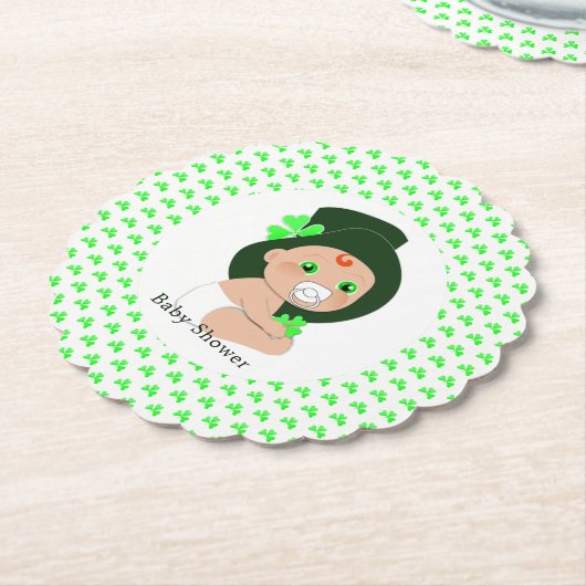 Iers Baby Leprechaun Lucky Shamrock Baby shower Kartonnen Onderzetters (Gekanteld)