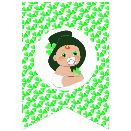 Iers Baby Leprechaun Lucky Shamrock Baby shower Vlaggetjes (Eerste vlag)