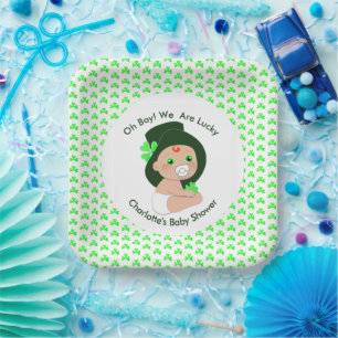 Iers Baby shower Leprechaun Lucky Shamrock Papieren Bordje