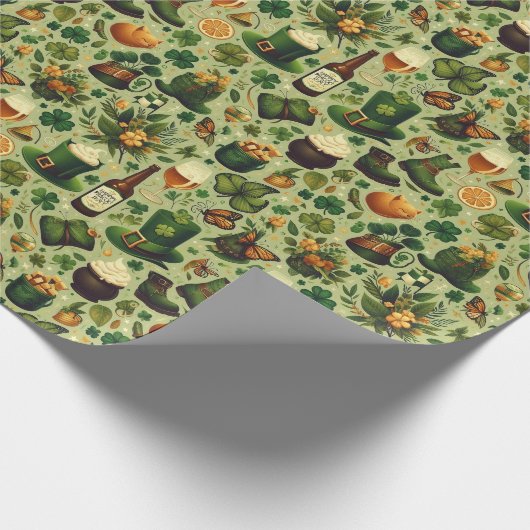 Iers bier en potten goud cadeaupapier (Hoek)