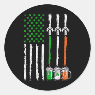 Iers Bier Ierland Amerikaanse Vlag St. Patrick's D Ronde Sticker