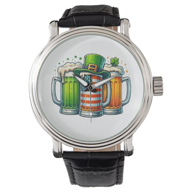 Iers Bier Ierland St. Patrick's Dag Drankfeest Horloge (Voorkant)