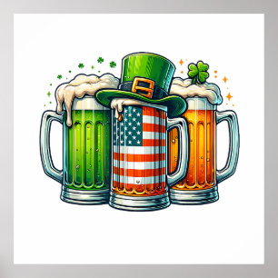 Iers Bier Ierland St. Patrick's Dag Drankfeest Poster