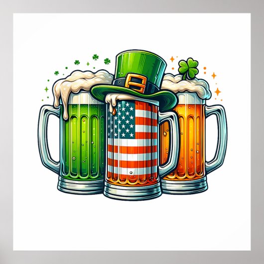 Iers Bier Ierland St. Patrick's Dag Drankfeest Poster (Voorkant)