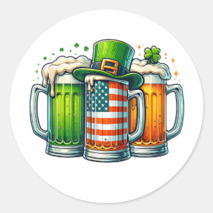 Iers Bier Ierland St. Patricks Dag Drankfeest Ronde Sticker
