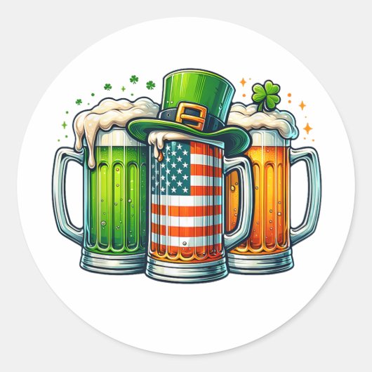 Iers Bier Ierland St. Patrick's Dag Drankfeest Ronde Sticker (Voorkant)