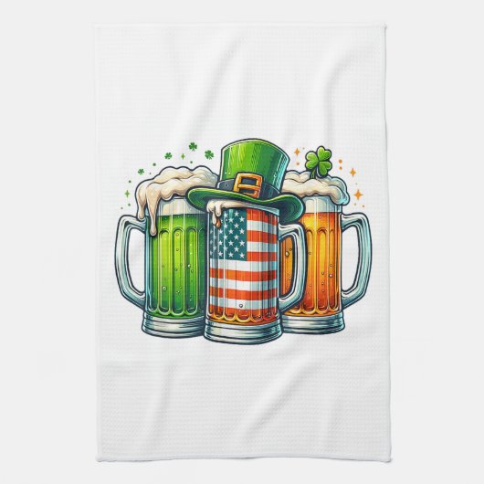 Iers Bier Ierland St. Patrick's Dag Drankfeest Theedoek (Verticaal)